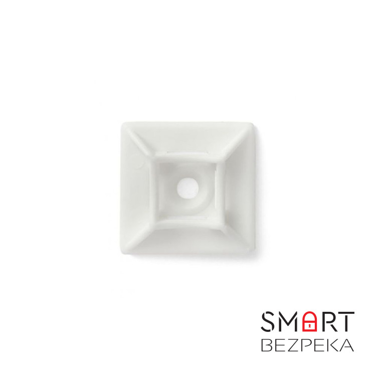 Монтажний комплект: Стяжка Relfix 5 x 200 мм  з кріпленням (100 шт/уп) біла+ Майданчик для стяжки Relfix з клейкою основою універсальна 20 x 20 мм (50 шт/уп) білий