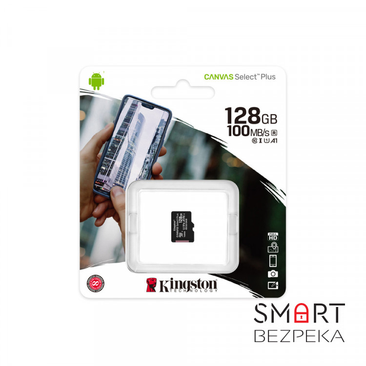 Карта пам'яті Kingston microSDXC 128GB Canvas Select Plus Class 10 UHS-I U1 V10 A1 (SDCS2/128GBSP)