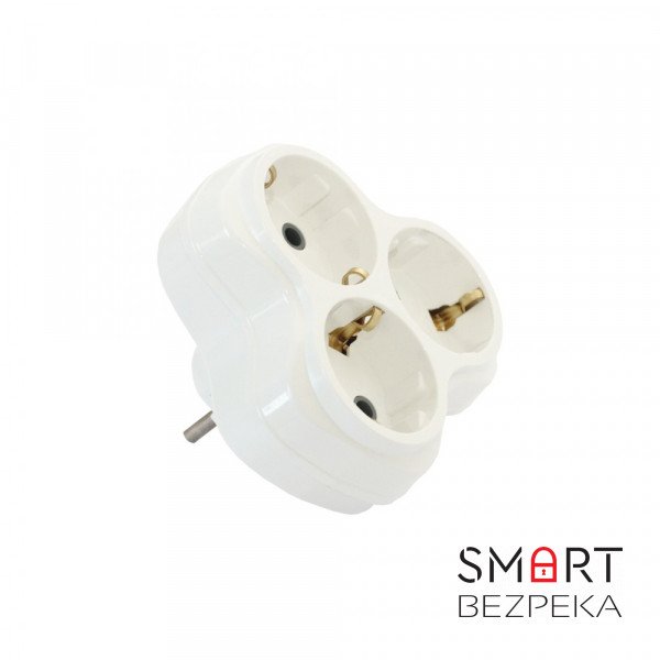 Розгалужувач ERKA 2003 3 гнізда з заземлюючим контактом білий