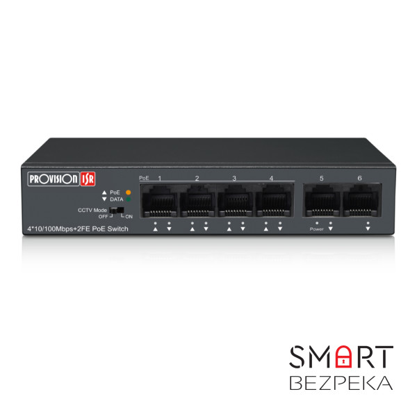 Некерований PoE-комутатор Provision-ISR PoES-0460C+2I-V2 з 4 портами PoE