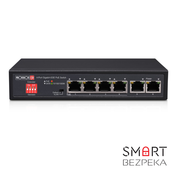 Неуправляемый PoE-коммутатор Provision-ISR PoES-0472GC+2G гигабитный с 4 портами PoE