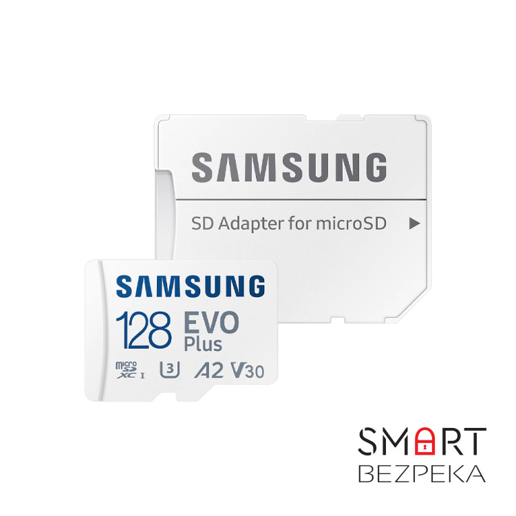 Карта пам'яті Samsung Evo Plus microSDXC 128GB UHS-I U3 V30 A2 + SD адаптер (MB-MC128SA/EU)