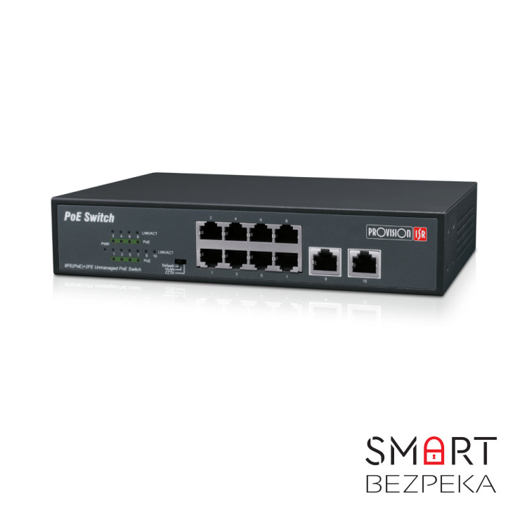 Некерований PoE-комутатор Provision-ISR PoES-08120C+2I-V2 з 8 портами PoE