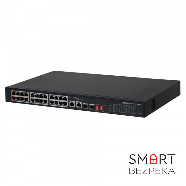 Неуправляемый 26-портовый PoE-коммутатор Dahua DH-PFS3226-24ET-240 с 24 портами PoE