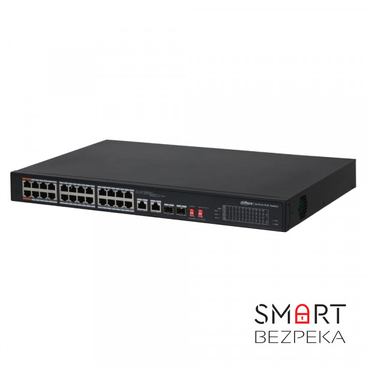 Неуправляемый 26-портовый PoE-коммутатор Dahua DH-PFS3226-24ET-240 с 24 портами PoE