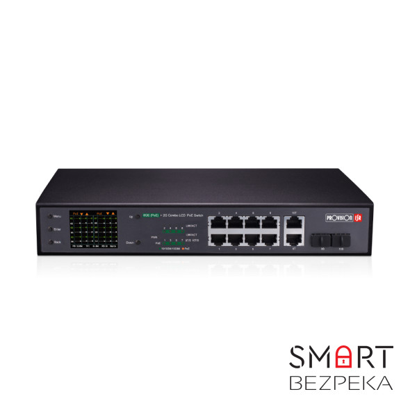 Некерований PoE-комутатор Provision-ISR PoES-08120GCL+2Combo гігабітний з 8 портами PoE