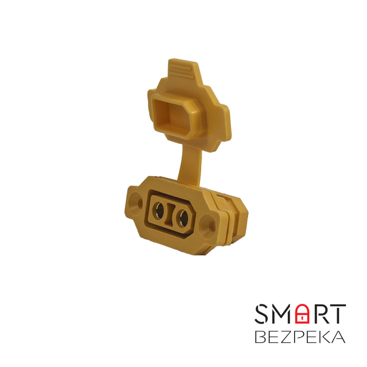 Силовий роз'єм Amass XT90E-F жовтий із захисною кришкою (female)