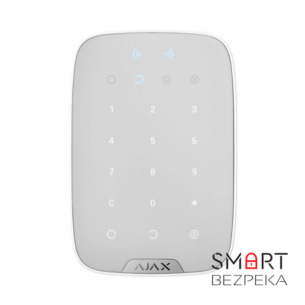 Бездротова сенсорна клавіатура Ajax Keypad Plus (8EU) white зі зчитувачем карток Pass і брелоків Tag