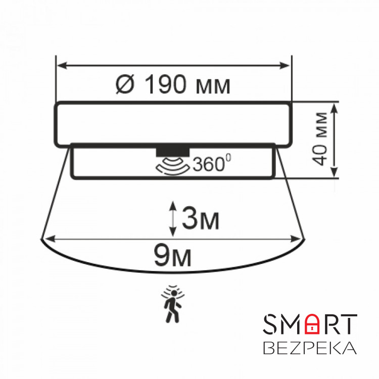 Світильник ERKA 1065D.i LED-В з датчиком руху 12 W 4200K круглий білий/білий Е27 IP 65