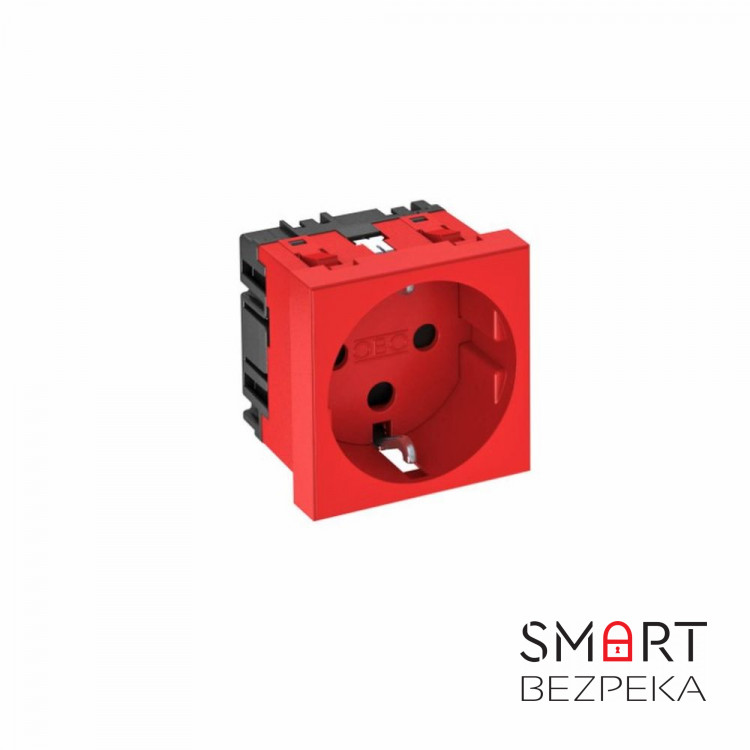 Розетка OBO Bettermann modul 45 із заземленням і шторками 250 В 16 A червона