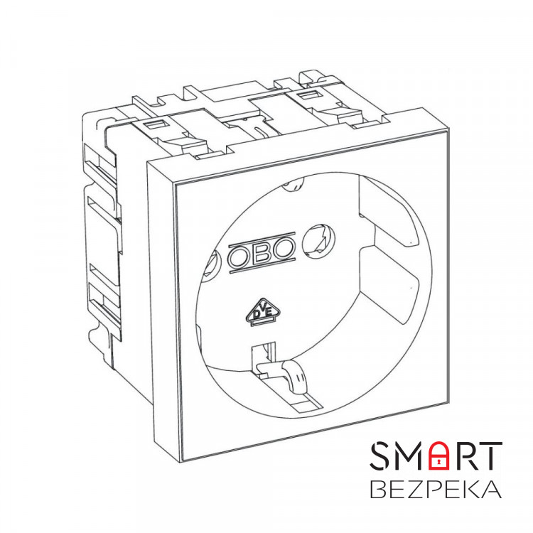 Розетка OBO Bettermann modul 45 із заземленням і шторками 250 В 16 A червона