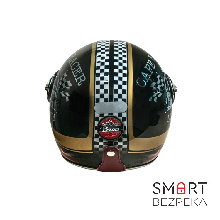 Мотошолом відкритий Beon B-108A ABS MOTO SHINY BLACK/GOLD (глянець чорний/золотий), розмір XL