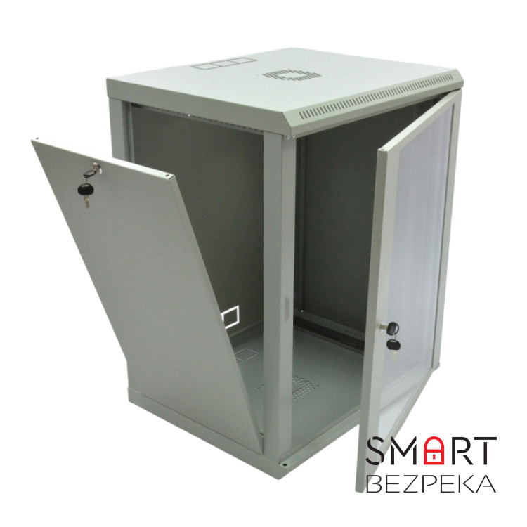 Шкаф серверный SteelNet 15U 600 x 500 для сетевого оборудования (стекло, серый)