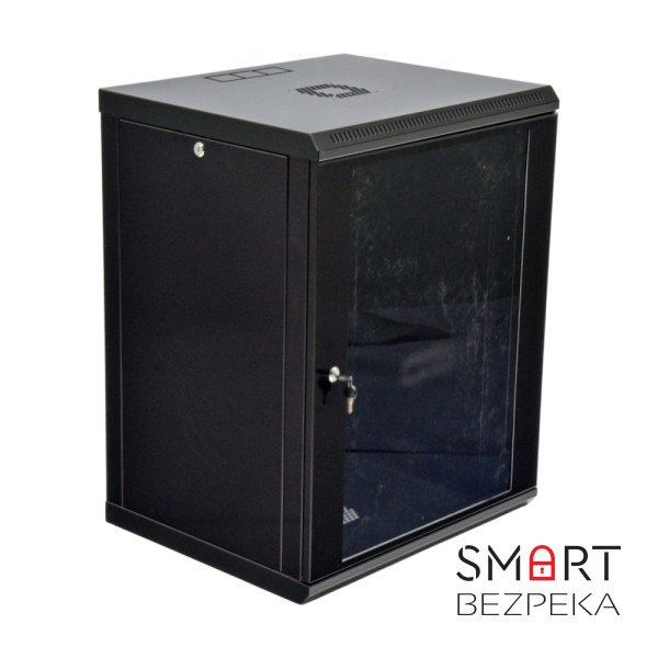 Шафа серверна SteelNet 15U 600 x 500 для мережевого обладнання (скло, чорний)