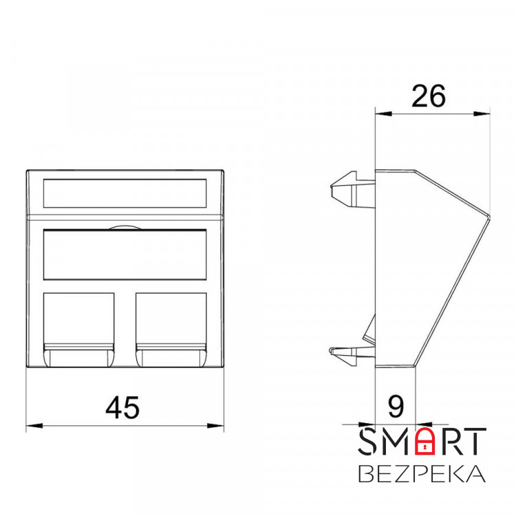 Информационная панель угловая OBO Bettermann 45 х 45 мм 2 RJ45 пустая белая