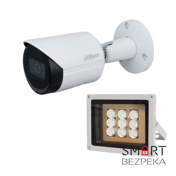Комплект: IP-відеокамера  2 Мп Dahua DH-IPC-HFW2230SP-S-S2 (2.8 мм) + ІЧ-прожектор Lightwell LW9-100IR45-220
