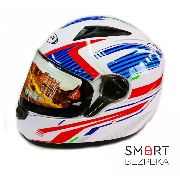 Мотошолом інтеграл FXW HF-111 білий із синім (розмір М)