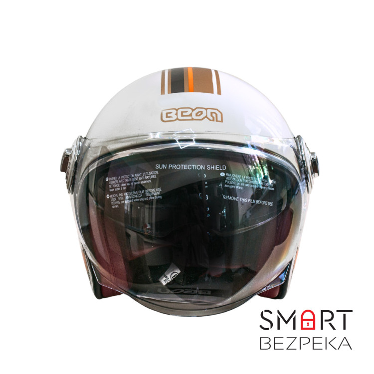 Мотошолом відкритий Beon B-108A ABS 203 SHINY CREAM/ORANGE (глянець кремовий/помаранчевий), розмір L
