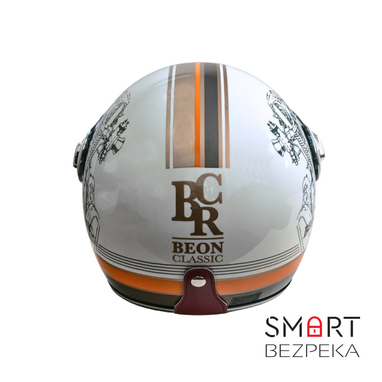 Мотошолом відкритий Beon B-108A ABS 203 SHINY CREAM/ORANGE (глянець кремовий/помаранчевий), розмір L