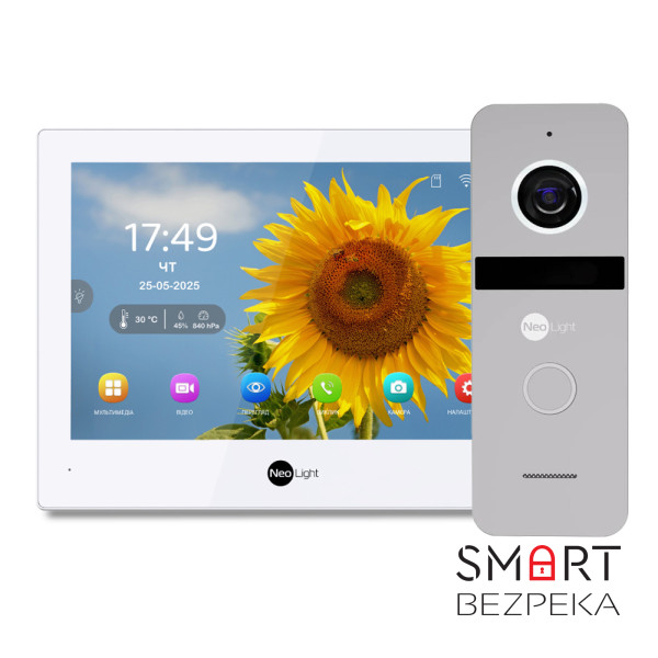 Комплект Neolight ALPHA Hybrid HD KIT Silver: гібридний відеодомофон 8" з Wi-Fi та 2 Мп відеопанель