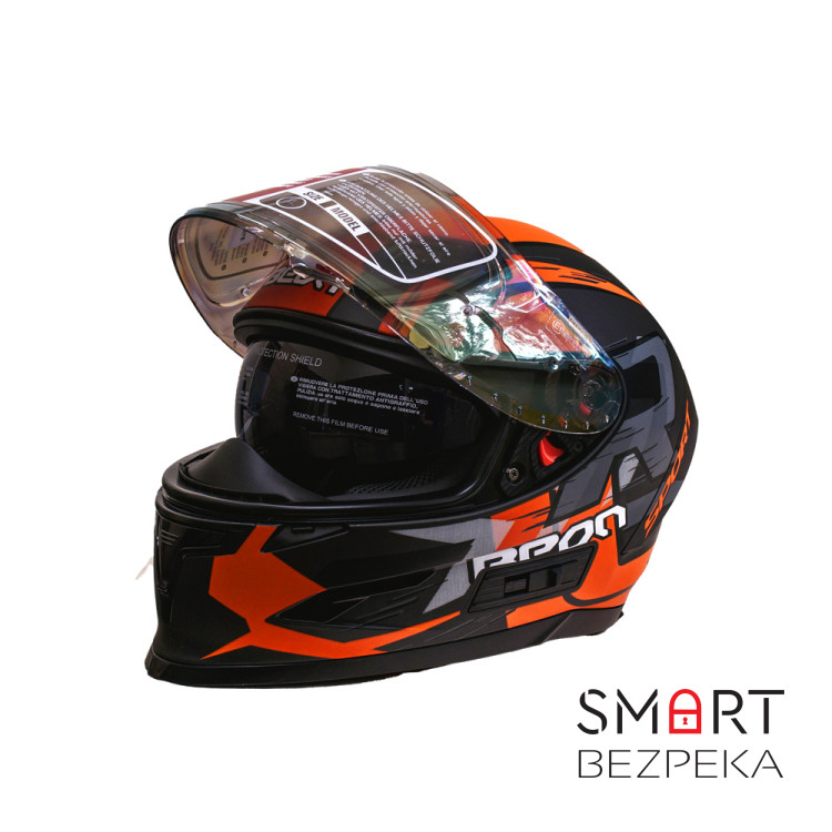 Мотошолом інтеграл Beon R MATT TITAN/ORANGE (матовий титан/помаранчевий) розмір ХL
