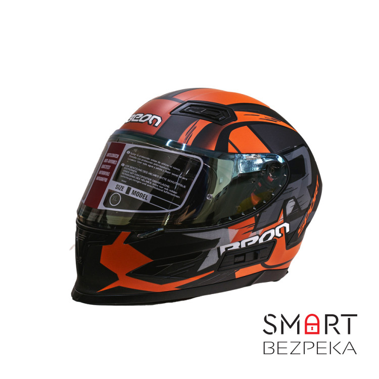 Мотошолом інтеграл Beon R MATT TITAN/ORANGE (матовий титан/помаранчевий) розмір ХL