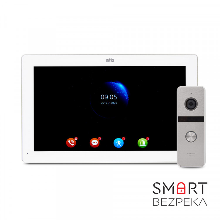 Комплект видеодомофона ATIS AD-1070FHD/T White с поддержкой Tuya Smart + AT-400FHD Silver