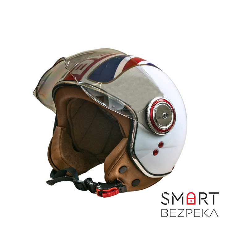 Мотошолом відкритий Beon B-110B FLAG SHINY WHITE/RED/BLUE (глянець білий/червоний/синій), розмір L