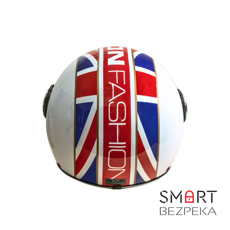 Мотошолом відкритий Beon B-110B FLAG SHINY WHITE/RED/BLUE (глянець білий/червоний/синій), розмір L