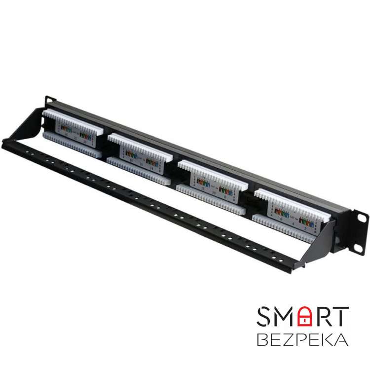 Патч-панель Hypernet 24 порта UTP кат. 6 19" PP-KUTP24-NM-CM с организатором кабеля