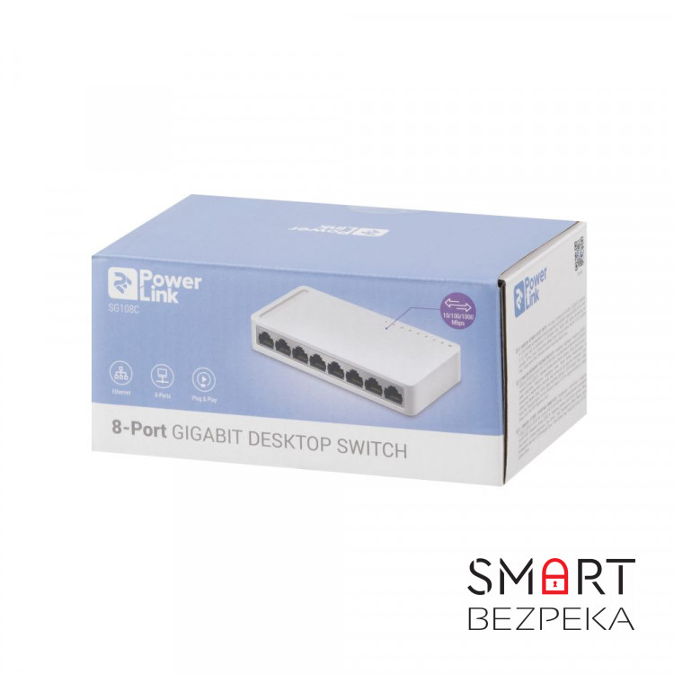 Мережевий комутатор на 8 портів 10/100/1000 Мбіт/с 2E PowerLink SG108C 8xGE некерований