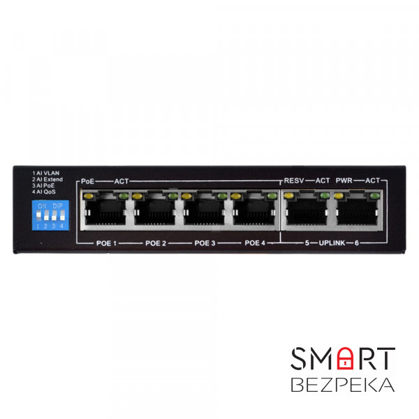 PoE-комутатор FoxGate S6004-E2-AI POE Watchdog 6-портовий некерований