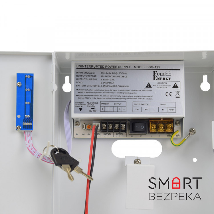 Блок безперебійного живлення Full Energy BBG-125-L для відеоспостереження 12В, 5А, під 18Аг акумулятор
