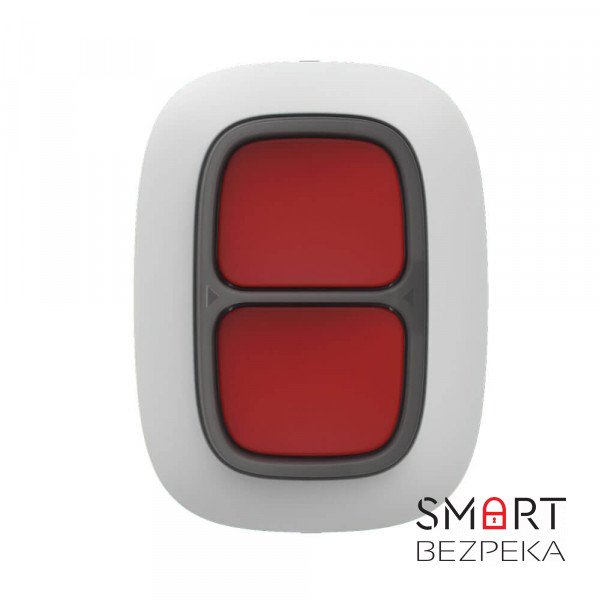 Бездротова екстрена кнопка Ajax DoubleButton white з захистом від випадкових натискань