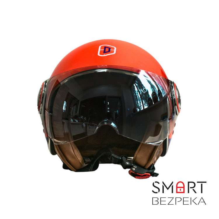 Мотошолом відкритий Beon B-110B CIRCLE SHINY ORANGE/WHITE/BLUE (глянець помаранчевий/білий/синій), розмір XL
