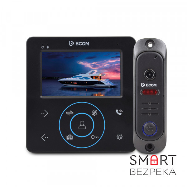 Комплект видеодомофона BCOM BD-480M Black Kit: видеодомофон 4" и видеопанель