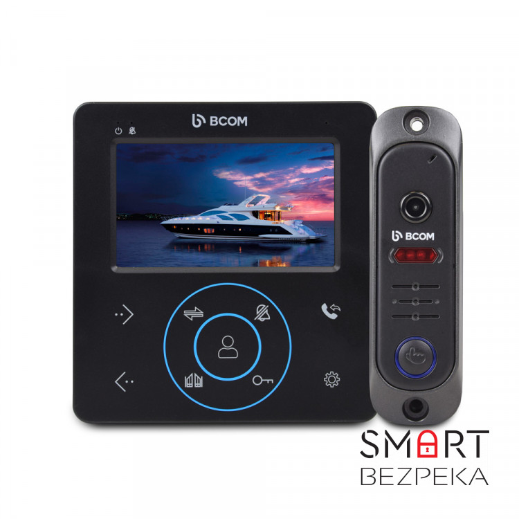 Комплект видеодомофона BCOM BD-480M Black Kit: видеодомофон 4" и видеопанель