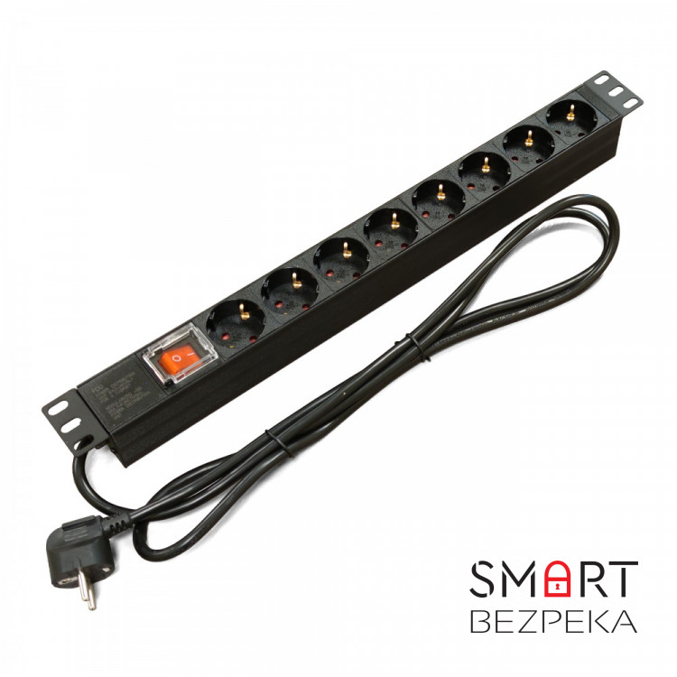 Мережевий фільтр Kingda (KD-GER(16)N1008WKPDY30W19A) чорний, 8 розеток з вимикачем, довжина кабелю 1.8 м