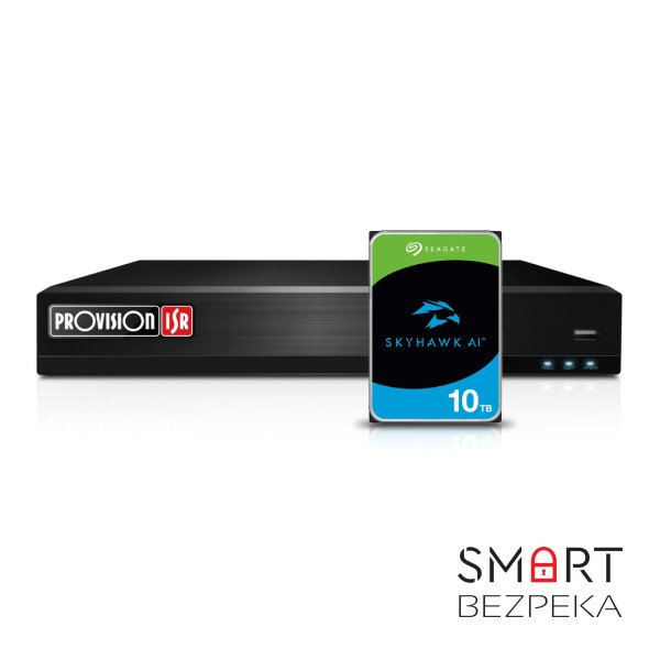 Комплект видеонаблюдения с искусственным интеллектом: IP-видеорегистратор 8-канальный Provision-ISR NVR12-8200FAN с распознаванием лиц + Жесткий диск 10TB Seagate SkyHawk AI ST10000VE001