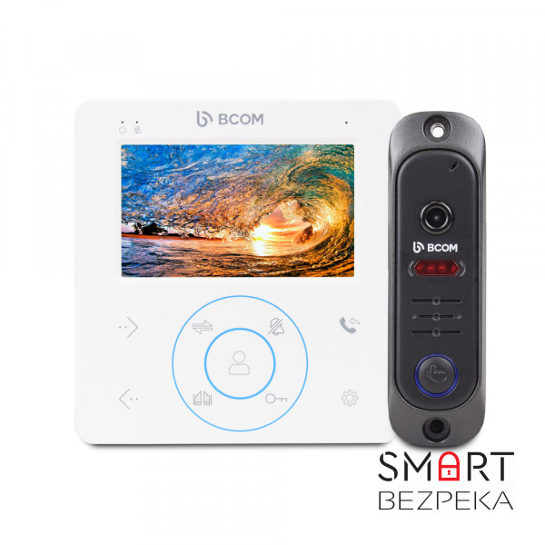 Комплект відеодомофона BCOM BD-480M White Kit: відеодомофон 4" і відеопанель