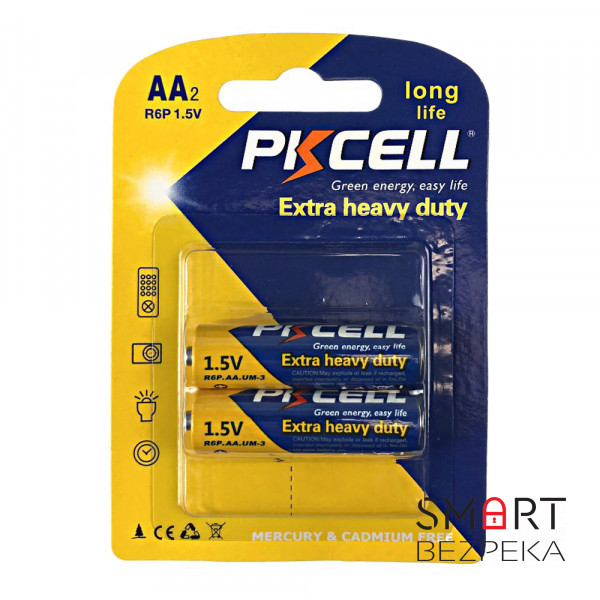 Батарейка PKCELL Extra Heavy Duty AA R6P 1.5V, 2шт./блістер