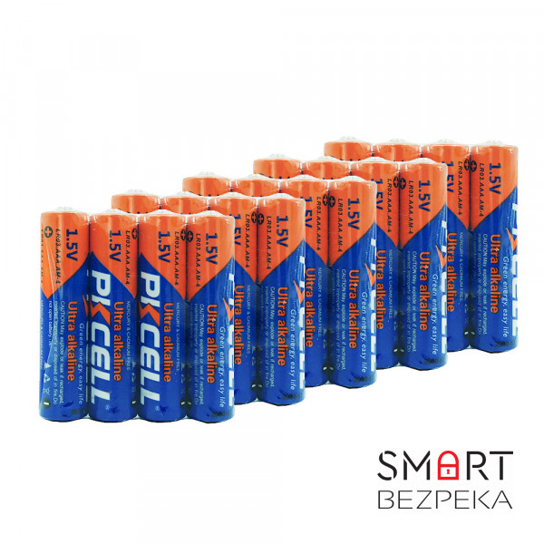 Комплект з 20 батарейок PKCELL Ultra Alkaline AAA LR03 1.5V по 4шт./плівка