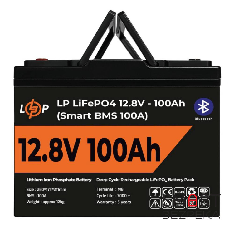 Аккумулятор LP LiFePO4 12V (12,8V) - 100 Ah (1280Wh) (Smart BMS 100А) з BT пластик