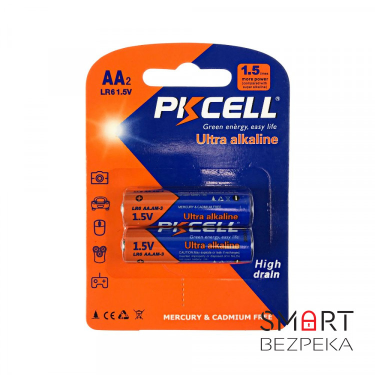 Комплект из 20 батареек PKCELL Ultra Alkaline AA LR6 1.5V по 2шт./блистер