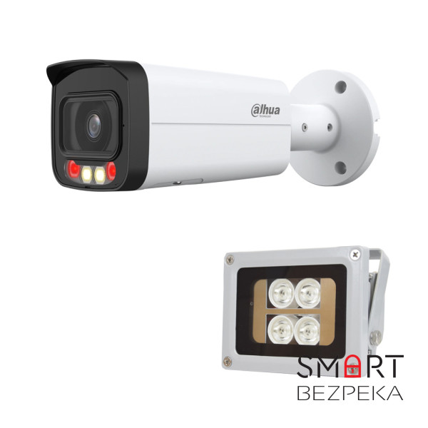Комплект: IP-видеокамера 4 Мп Dahua DH-IPC-HFW2449T-AS-IL (3.6 мм) с двойной подсветкой  + ИК-прожектор Lightwell LW4-40IR60-12