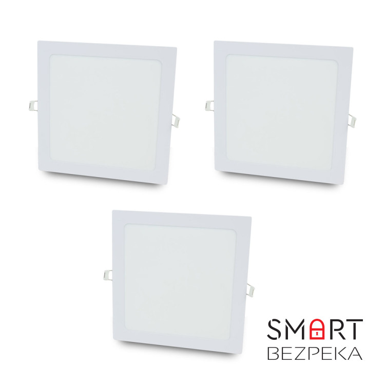 Комплект із 3-х світильників світлодіодних LIGHTWELL LW-SQ-RCD-12 12 W квадрат, вбудований