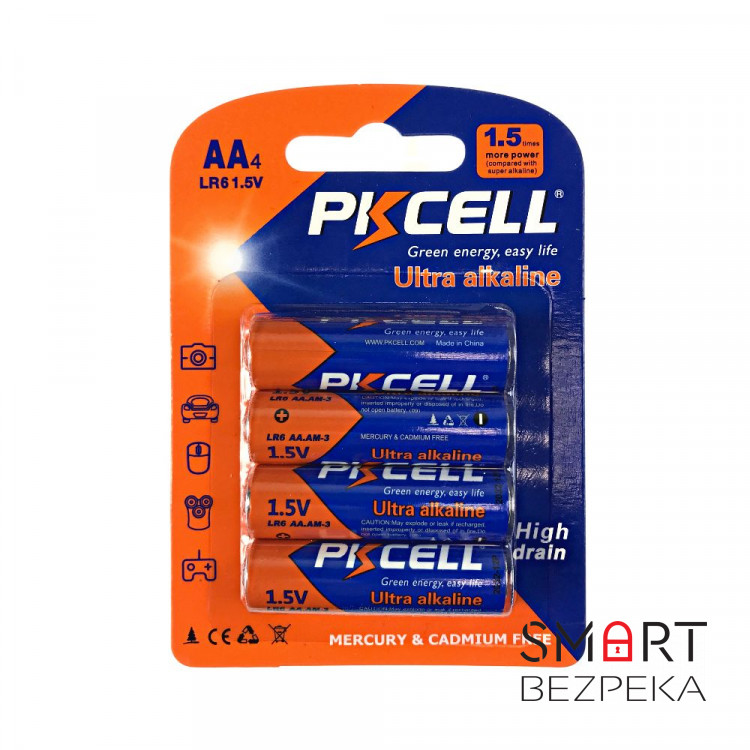 Комплект з 20 батарейок PKCELL Ultra Alkaline AA LR6 1.5V по 4шт./блістер