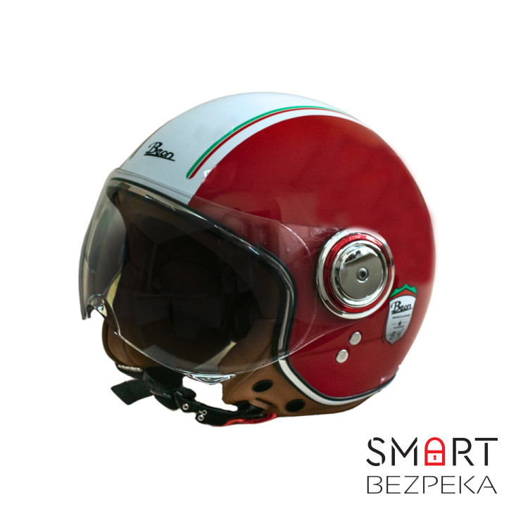 Мотошолом відкритий Beon B-110B Ferrari SHINY RED/WHITE (глянець червоний/білий), розмір L