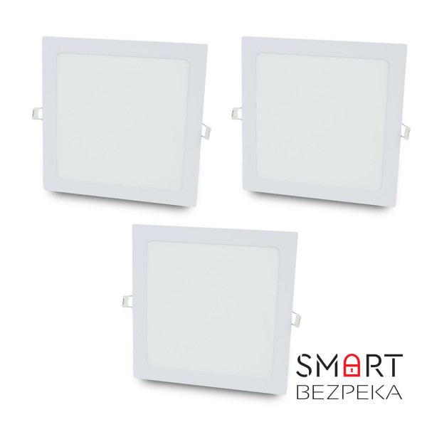 Комплект із 3-х світильників світлодіодних LIGHTWELL LW-SQ-RCD-18 18 W квадрат, вбудований