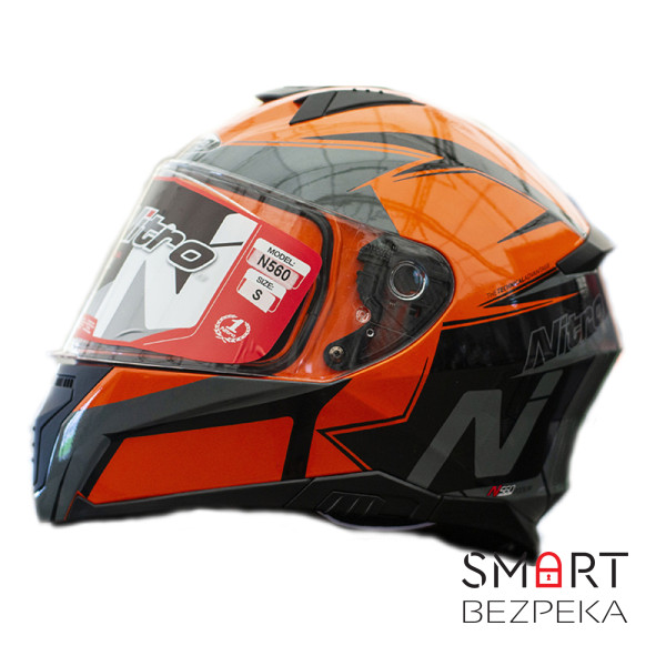 Мотошолом інтеграл Nitro N560 Podium ORANGE/GUN/BLACK (помаранчевий, сірий, чорний), розмір XL